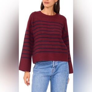 1. State Striped Burgundy and Navy Sweater NWT